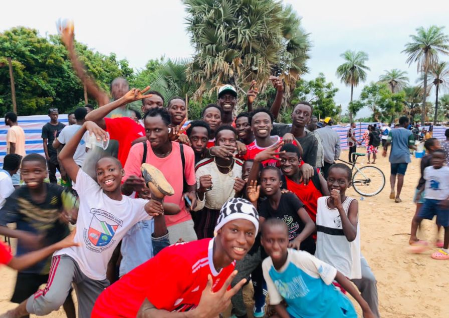 A happy crowd of youths