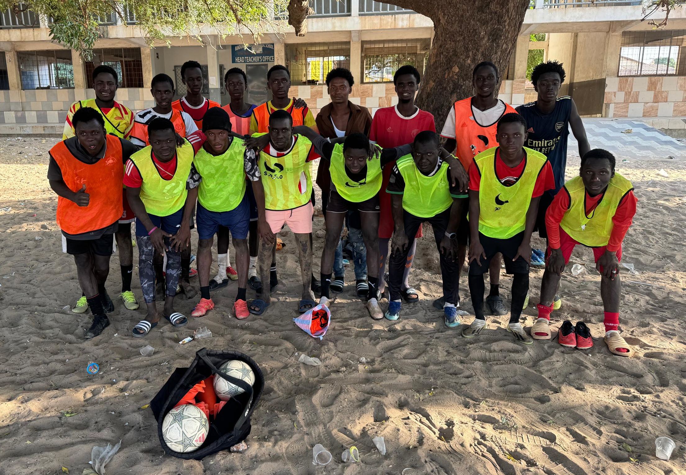 the team players under a tree